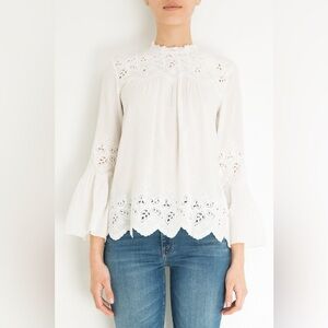 Ulla Johnson Halsey blouse in white- Size 0- linen blend- GORGEOUS.